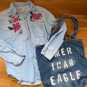 Bundle - Hollister Shirt & Camisole, Am. Eagle Bag